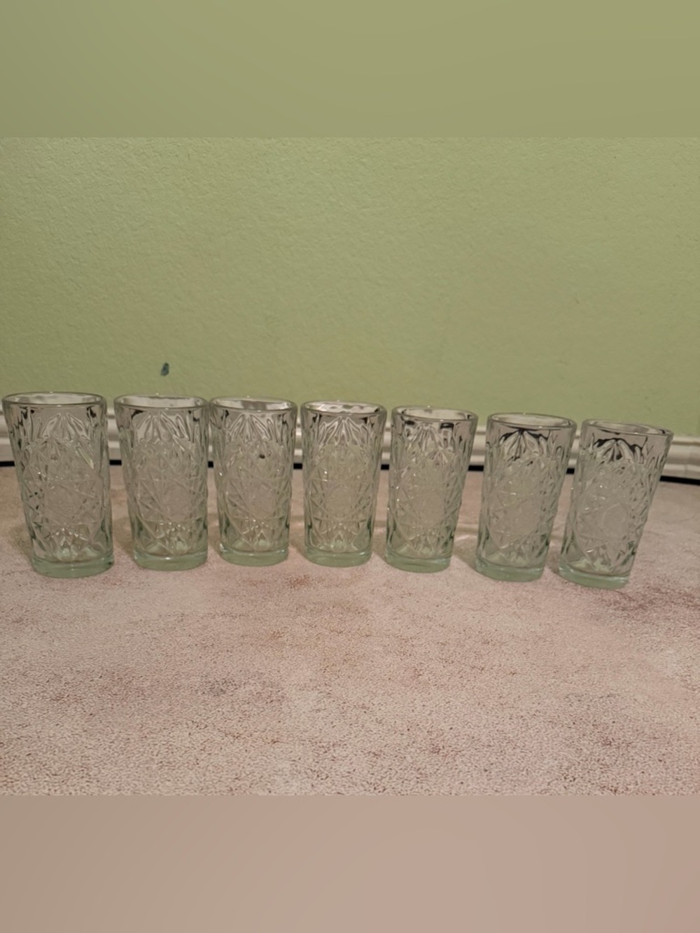 Set of 7 Libbey Hobstar Highball Glasses-16 Oz